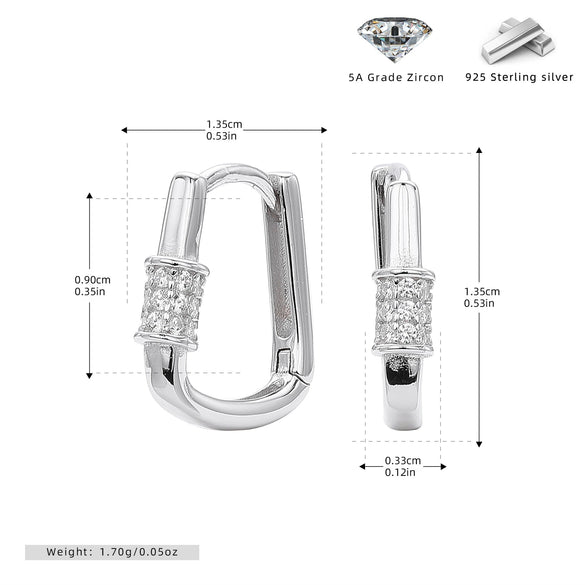 Wholesale S925 Sterling Silver Geometric Oval Inlaid Zircon Earrings Electroplated Light Luxury Minimalist Women's Jewelry