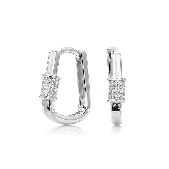 Wholesale S925 Sterling Silver Geometric Oval Inlaid Zircon Earrings Electroplated Light Luxury Minimalist Women's Jewelry