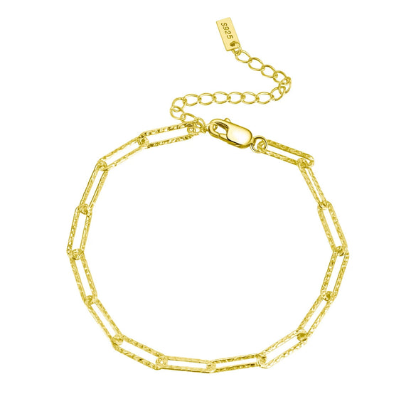 Wholesale S925 Sterling Silver Geometric Paperclip Bracelet For Women With Electroplating