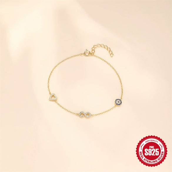 Wholesale S925 Sterling Silver Geometric Patterned Electroplated Love All Match Bracelet For Women