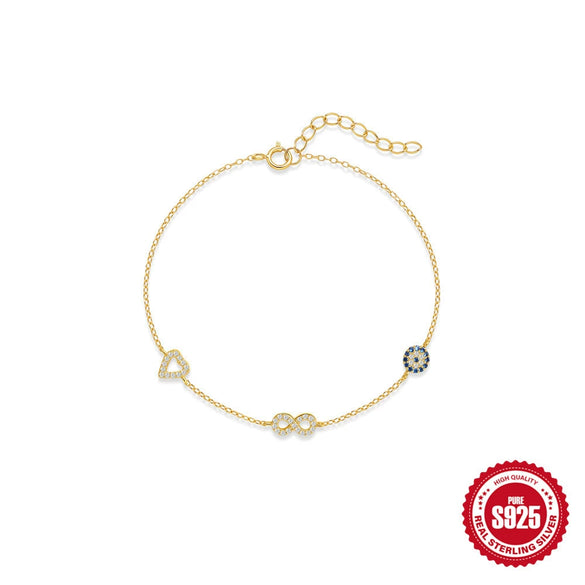 Wholesale S925 Sterling Silver Geometric Patterned Electroplated Love All Match Bracelet For Women