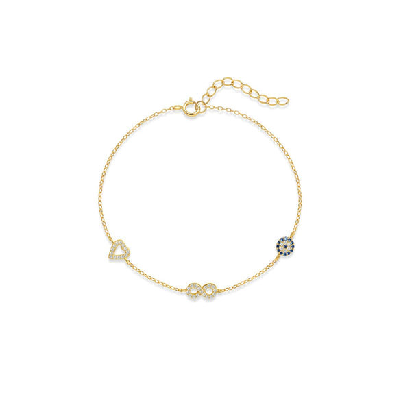 Wholesale S925 Sterling Silver Geometric Patterned Electroplated Love All Match Bracelet For Women