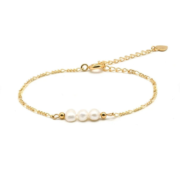 Wholesale S925 Sterling Silver Geometric Pearl Bracelet For Women With Electroplating Minimalist And Elegant Design