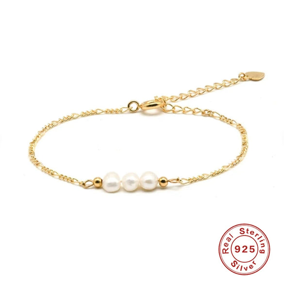 Wholesale S925 Sterling Silver Geometric Pearl Bracelet For Women With Electroplating Minimalist And Elegant Design