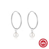 Wholesale S925 Sterling Silver Geometric Pearl Pendant Big Earrings For Women With Electroplating