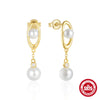 Wholesale S925 Sterling Silver Geometric Pearl Pendant Stud Earrings For Women With Simple And High Grade Design
