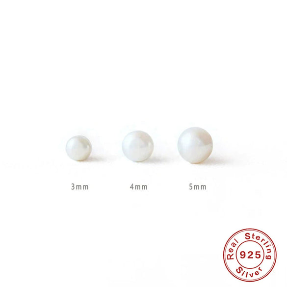 Wholesale S925 Sterling Silver Geometric Pearl Stud Earrings For Women Platinum Plated