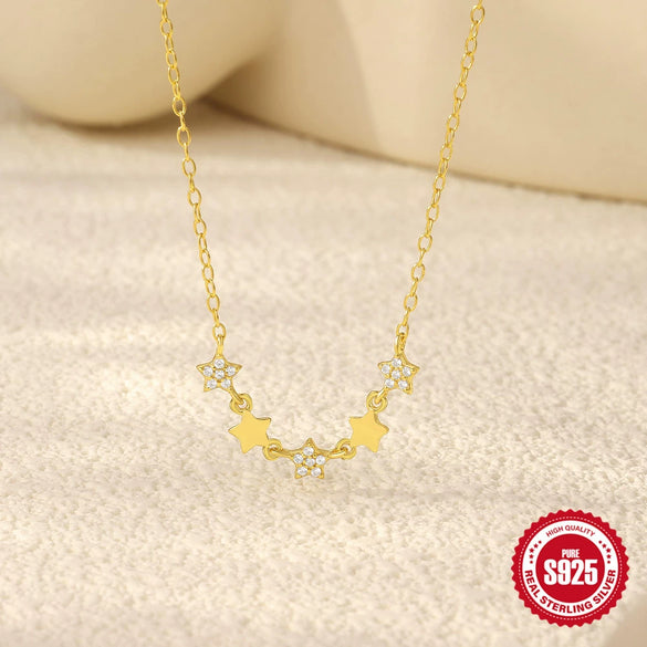 Wholesale S925 Sterling Silver Geometric Pendant Clavicle Ochain Necklace For Women With Electroplating Design