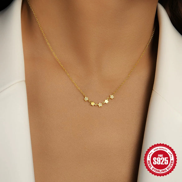 Wholesale S925 Sterling Silver Geometric Pendant Clavicle Ochain Necklace For Women With Electroplating Design