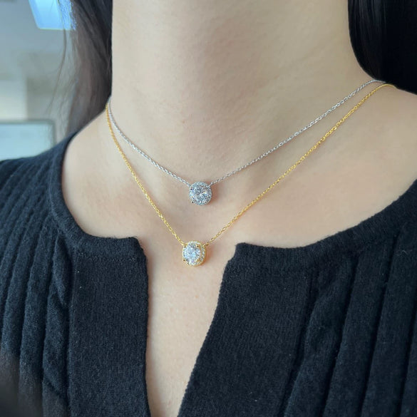Wholesale S925 Sterling Silver Geometric Pendant Necklace With Inlaid Simulation Diamond And O Chain Light Luxury Style