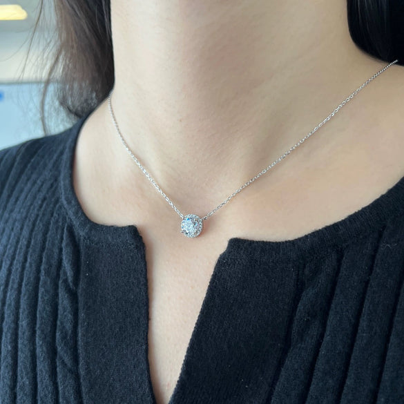 Wholesale S925 Sterling Silver Geometric Pendant Necklace With Inlaid Simulation Diamond And O Chain Light Luxury Style