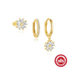 Wholesale S925 Sterling Silver Geometric Petal And Fivepointed Star Earrings For Women With Electroplating