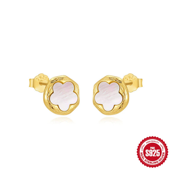 Wholesale S925 Sterling Silver Geometric Petal Earrings With Zirconia For Women