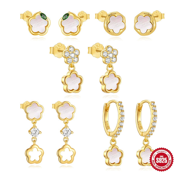 Wholesale S925 Sterling Silver Geometric Petal Earrings With Zirconia For Women