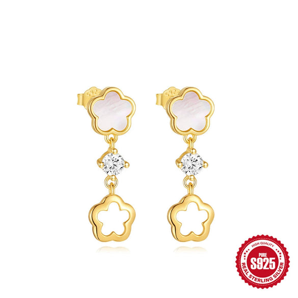 Wholesale S925 Sterling Silver Geometric Petal Earrings With Zirconia For Women