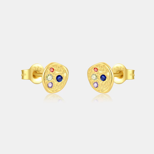 Wholesale S925 Sterling Silver Geometric Plant Flowers Inlay Earrings With Electroplating Treatment