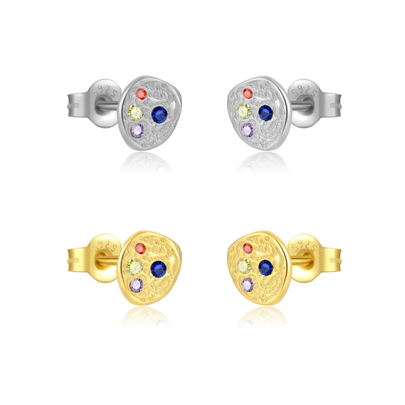 Wholesale S925 Sterling Silver Geometric Plant Flowers Inlay Earrings With Electroplating Treatment