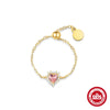 Wholesale S925 Sterling Silver Geometric Pull Out Chain Ring With Electroplating And Real Gold Plating For Women