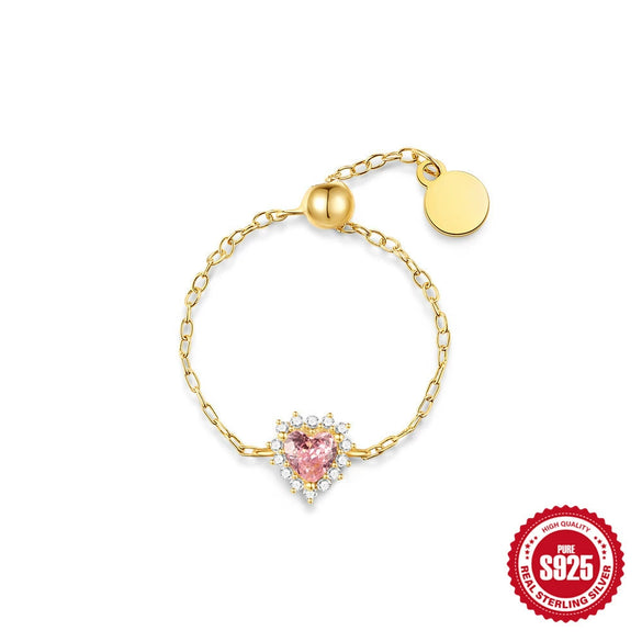 Wholesale S925 Sterling Silver Geometric Pull Out Chain Ring With Electroplating And Real Gold Plating For Women