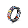 Wholesale S925 Sterling Silver Geometric Rainbow Square Ring For Women Electroplated Luxury Style