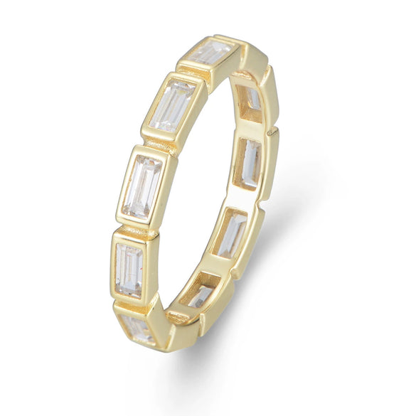 Wholesale S925 Sterling Silver Geometric Rectangular Zircon Ring For Women
