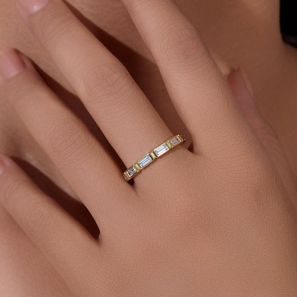 Wholesale S925 Sterling Silver Geometric Rectangular Zircon Ring For Women