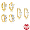 Wholesale S925 Sterling Silver Geometric Rectangular Zircon U Shaped Earring With Electroplating