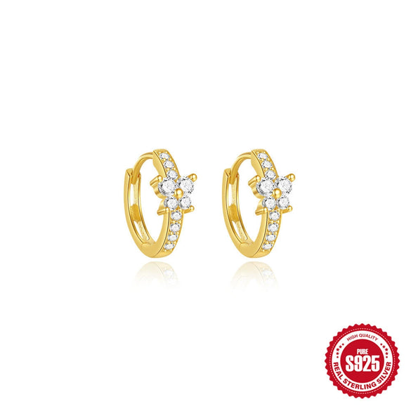 Wholesale S925 Sterling Silver Geometric Rectangular Zircon U Shaped Earring With Electroplating