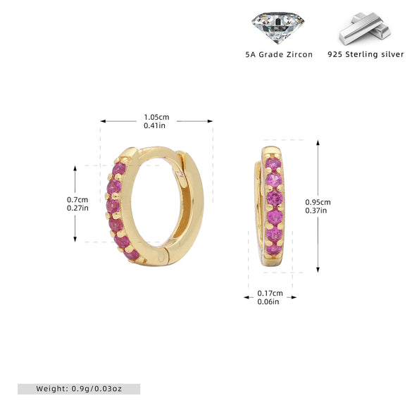 Wholesale S925 Sterling Silver Geometric Red Zircon Round Earring With Electroplating