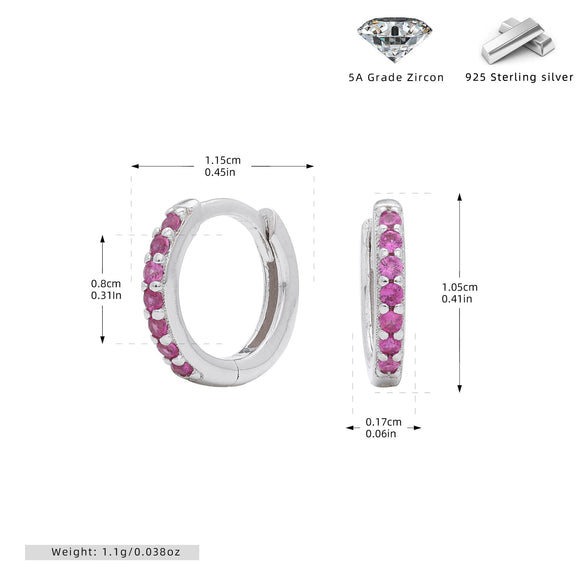 Wholesale S925 Sterling Silver Geometric Red Zircon Round Earring With Electroplating