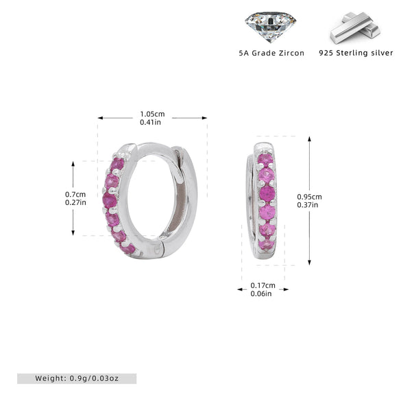 Wholesale S925 Sterling Silver Geometric Red Zircon Round Earring With Electroplating