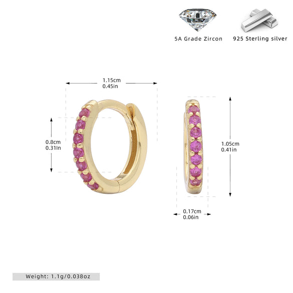 Wholesale S925 Sterling Silver Geometric Red Zircon Round Earring With Electroplating