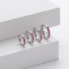 Wholesale S925 Sterling Silver Geometric Red Zircon Round Earring With Electroplating