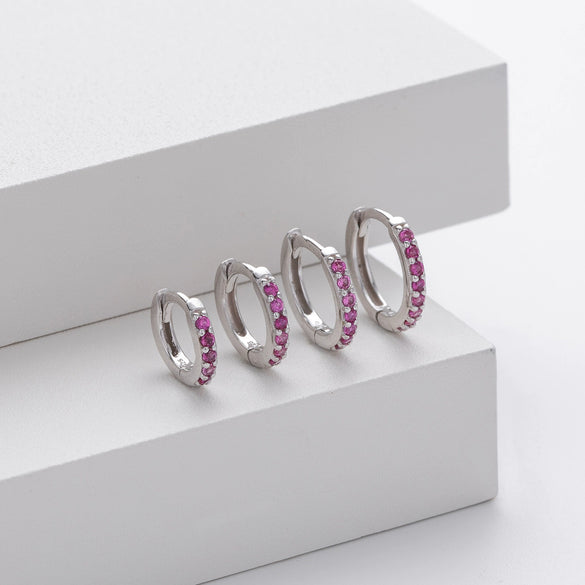 Wholesale S925 Sterling Silver Geometric Red Zircon Round Earring With Electroplating