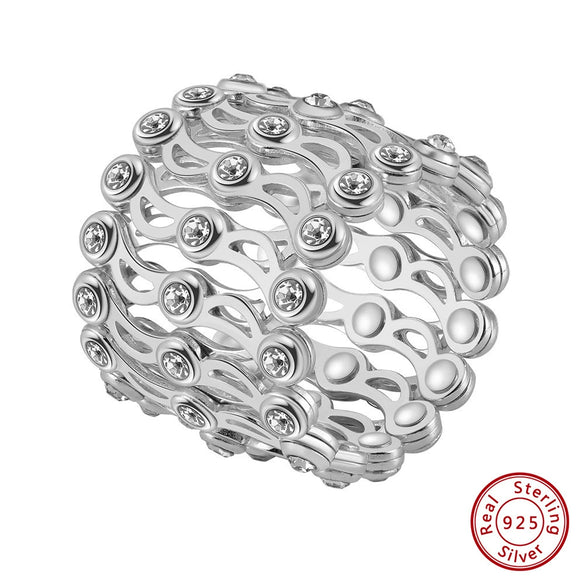 Wholesale S925 Sterling Silver Geometric Retractable Ring Bracelet Electroplated Niche Fashion Simple Women's Jewelry