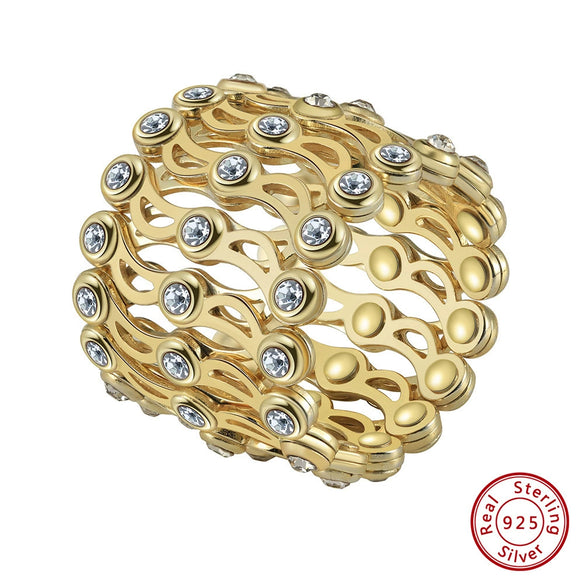 Wholesale S925 Sterling Silver Geometric Retractable Ring Bracelet Electroplated Niche Fashion Simple Women's Jewelry
