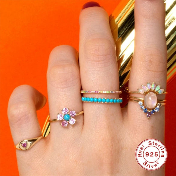 Wholesale S925 Sterling Silver Geometric Retro Simple Electroplated Women's Ring