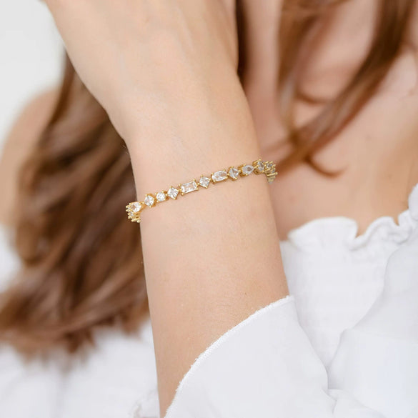 Wholesale S925 Sterling Silver Geometric Rhombus Rectangular Zircon Electroplated Women's Bracelet