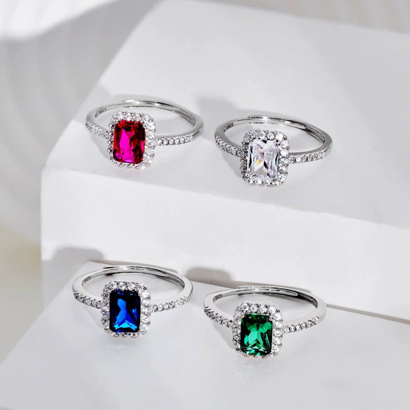 Wholesale S925 Sterling Silver Geometric Rhombus Ring Electroplated Light Luxury Style For Women
