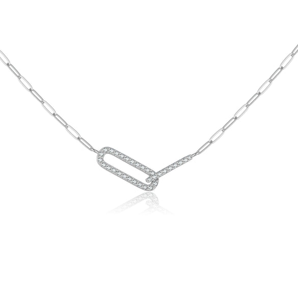 Wholesale S925 Sterling Silver Geometric Ring Chain Necklace With Electroplating For Unisex