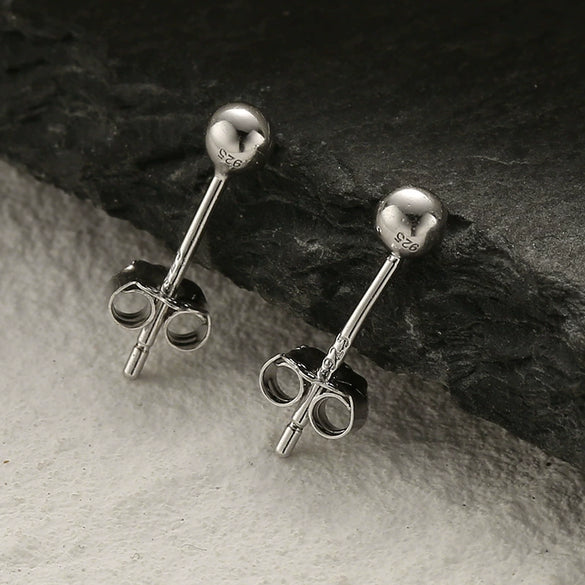 Wholesale S925 Sterling Silver Geometric Round Bead Earrings Minimalist Fashion Unisex Seiko Style