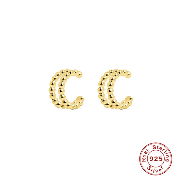 Wholesale S925 Sterling Silver Geometric Round Bead Thread Double Point Earring Ear Clips With Electroplating For Women