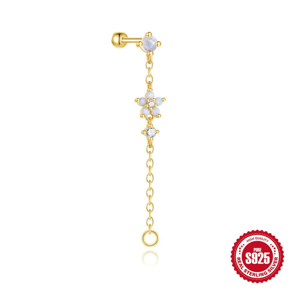 Wholesale S925 Sterling Silver Geometric Round Bead Threaded Piercing Tassel Earrings With Environmentally Friendly Electroplating