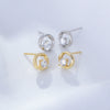 Wholesale S925 Sterling Silver Geometric Round Cut Out Zircon Women's Earrings Set With Precious Stones