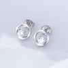 Wholesale S925 Sterling Silver Geometric Round Cut Out Zircon Women's Earrings Set With Precious Stones