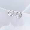 Wholesale S925 Sterling Silver Geometric Round Cut Out Zircon Women's Earrings Set With Precious Stones