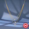 Wholesale S925 Sterling Silver Geometric Round Diamondencrusted Threelayer Stacked Collarbone Chain Electroplated Necklace For Women