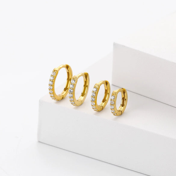 Wholesale S925 Sterling Silver Geometric Round Ear Buckle Set Electroplated Earrings For Women And Unisex