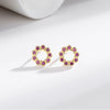 Wholesale S925 Sterling Silver Geometric Round Hollow Electroplated Earrings