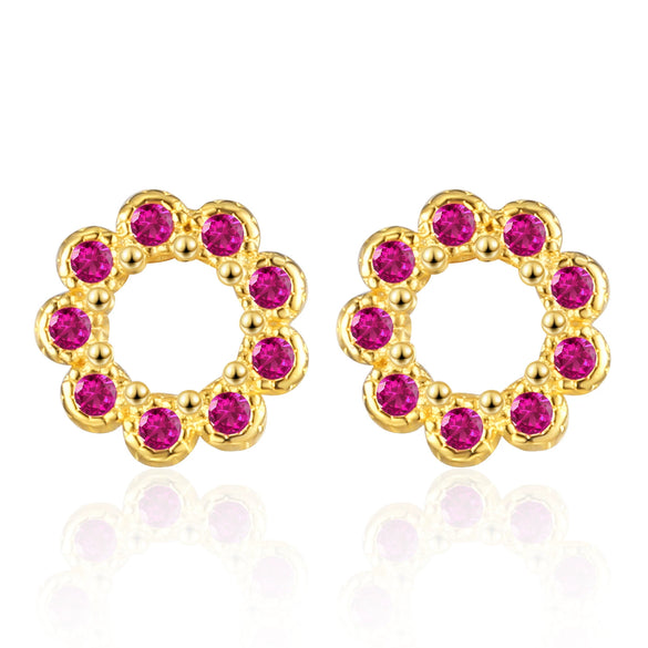 Wholesale S925 Sterling Silver Geometric Round Hollow Electroplated Earrings